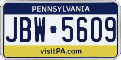 PA license plate JBW5609