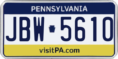 PA license plate JBW5610