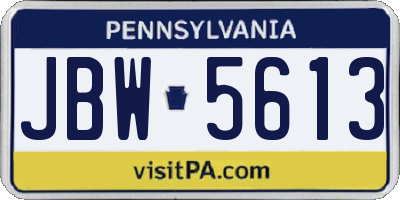 PA license plate JBW5613