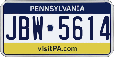 PA license plate JBW5614