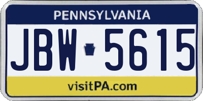 PA license plate JBW5615