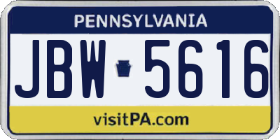 PA license plate JBW5616