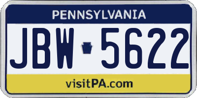 PA license plate JBW5622