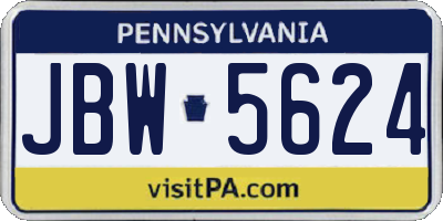 PA license plate JBW5624