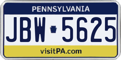 PA license plate JBW5625