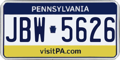 PA license plate JBW5626