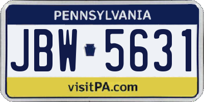 PA license plate JBW5631