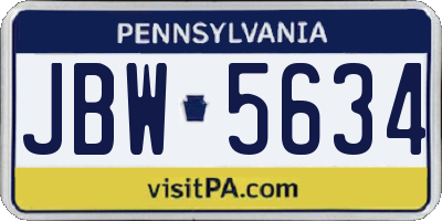 PA license plate JBW5634