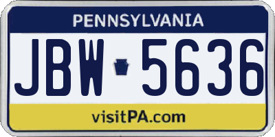 PA license plate JBW5636