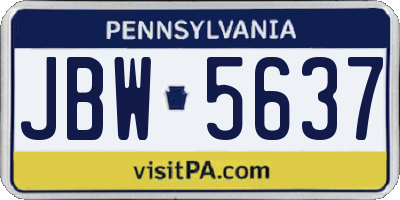 PA license plate JBW5637