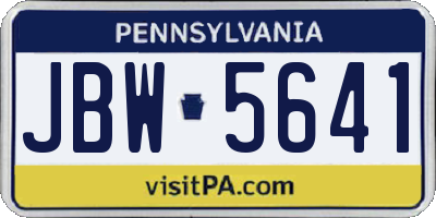 PA license plate JBW5641