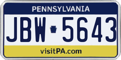 PA license plate JBW5643