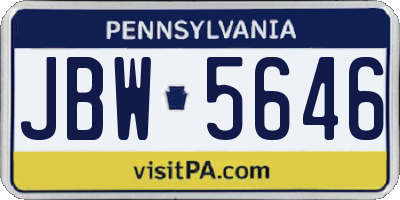 PA license plate JBW5646