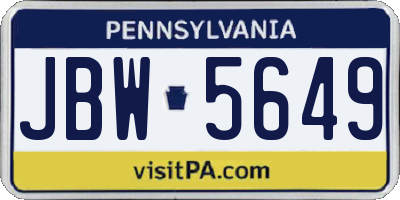 PA license plate JBW5649