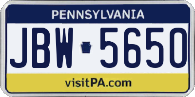PA license plate JBW5650