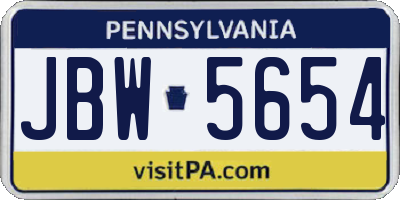 PA license plate JBW5654