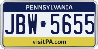 PA license plate JBW5655