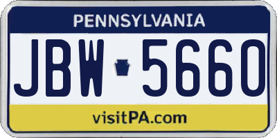 PA license plate JBW5660