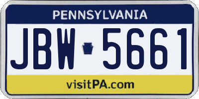 PA license plate JBW5661