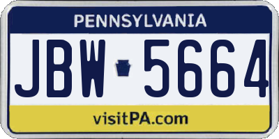 PA license plate JBW5664