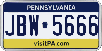 PA license plate JBW5666
