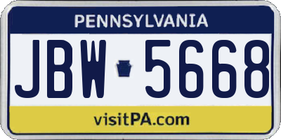 PA license plate JBW5668