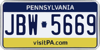 PA license plate JBW5669