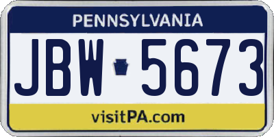 PA license plate JBW5673