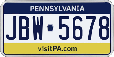 PA license plate JBW5678