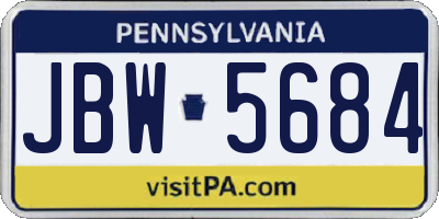 PA license plate JBW5684