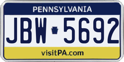 PA license plate JBW5692