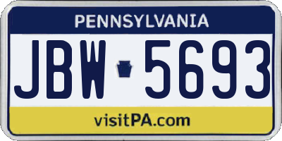 PA license plate JBW5693
