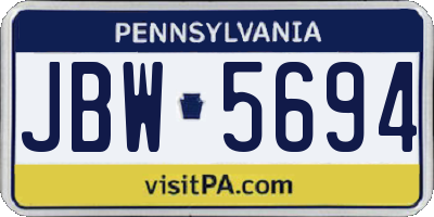 PA license plate JBW5694