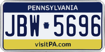 PA license plate JBW5696