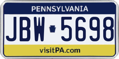 PA license plate JBW5698
