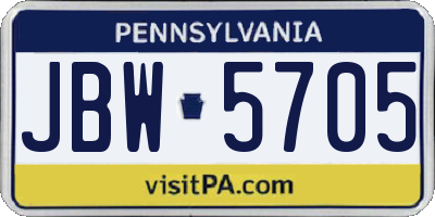 PA license plate JBW5705