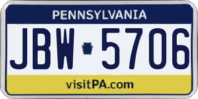 PA license plate JBW5706