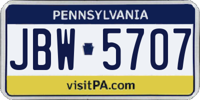 PA license plate JBW5707