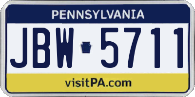 PA license plate JBW5711