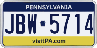 PA license plate JBW5714