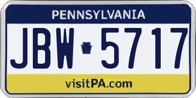 PA license plate JBW5717