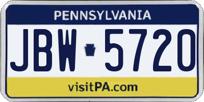 PA license plate JBW5720