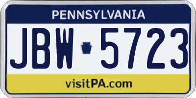 PA license plate JBW5723