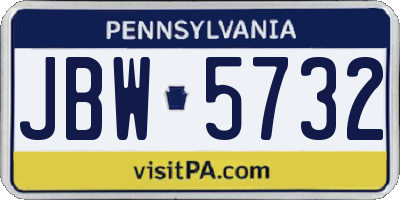 PA license plate JBW5732