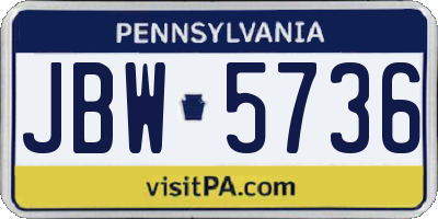 PA license plate JBW5736
