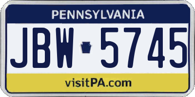 PA license plate JBW5745