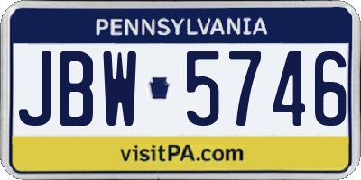 PA license plate JBW5746