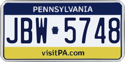 PA license plate JBW5748