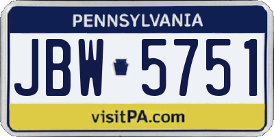 PA license plate JBW5751