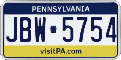 PA license plate JBW5754